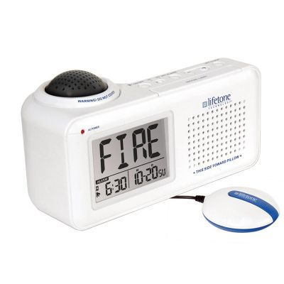 Bedside Fire Alarm & Clock - Orange Tx - Hearing Resolutions Center